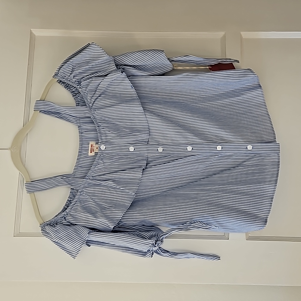 NWT Mossimo by Target Blue and White off the Shoulder Blouse